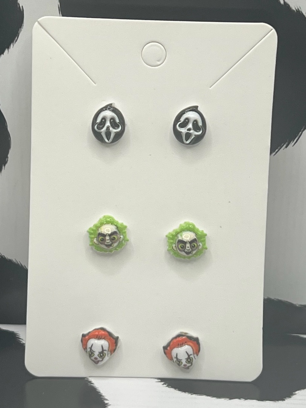 Halloween Horror Character Stud Earring Set - Ghostface, Beetlejuice, Pennywise